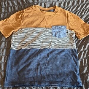 Wonder Nation Yellow and Blue Striped Short Sleeve Tee